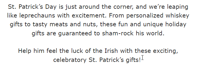 Mancrates St. Patricks Day Email copy