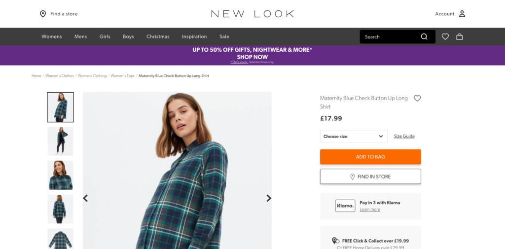 New Look Find in Store Call to Action (CTA) Examples