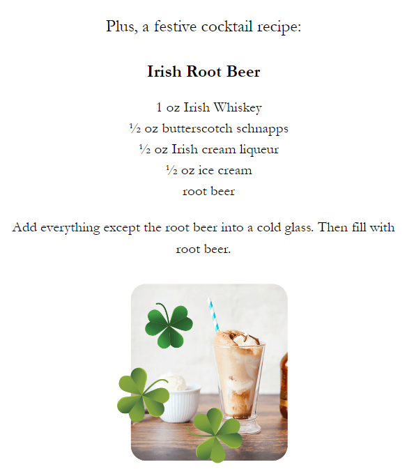 Saucey St. Patricks Day Email Cocktail Recipe