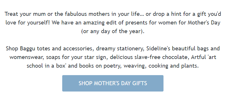 Scout & Co Mothers Day Email copy