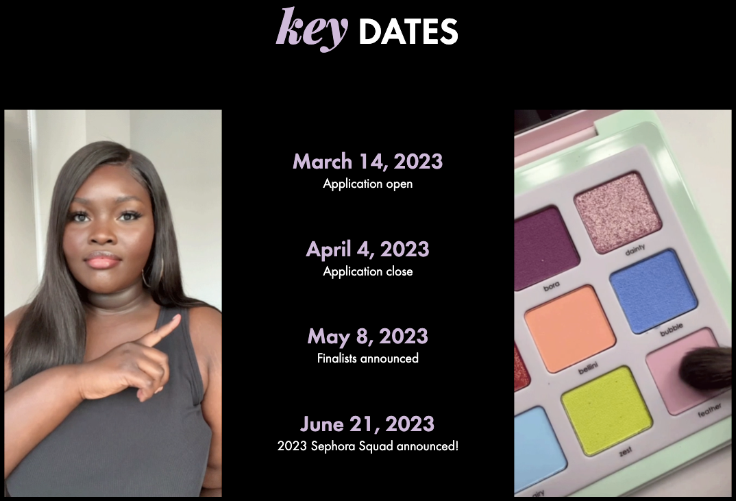 Sephora Squad Dates Ecommerce Affiliate Marketing