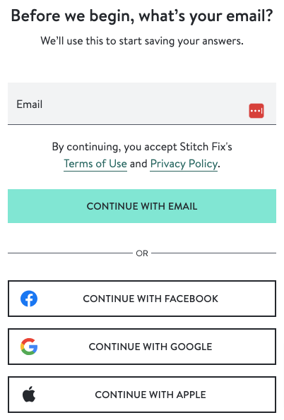 Stitch Fix Email Sign Up for Quiz Email Marketing for Ecommerce