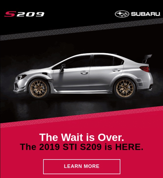 Subaru Automotive Example Email Marketing for Ecommerce