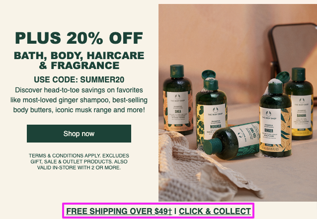 The Body Shop Call to Action (CTA) Examples