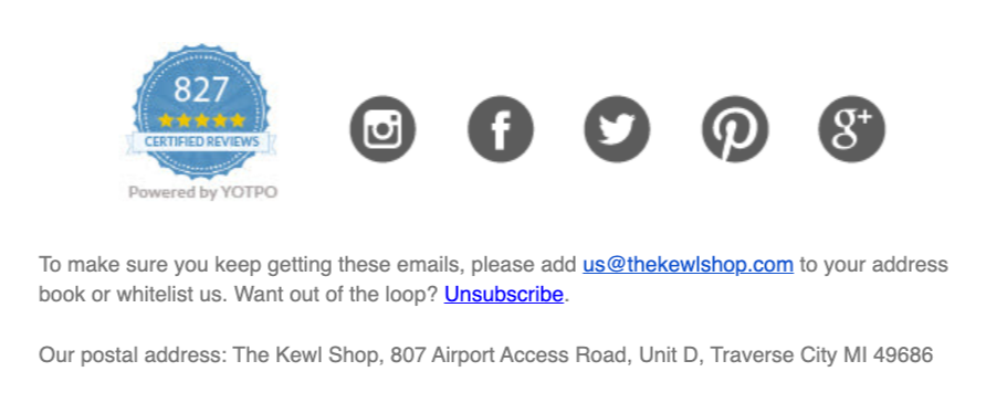 The Kewl Shop Email Footer