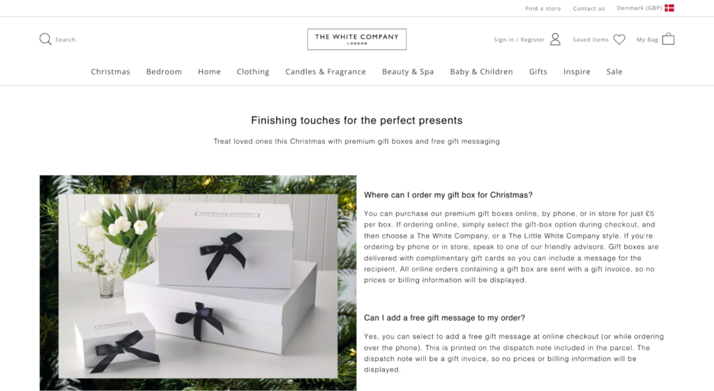 The White Company Find Out More Page Call to Action (CTA) Examples