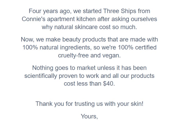 Three Ships Story Welcome Email Customer Centric Strategy