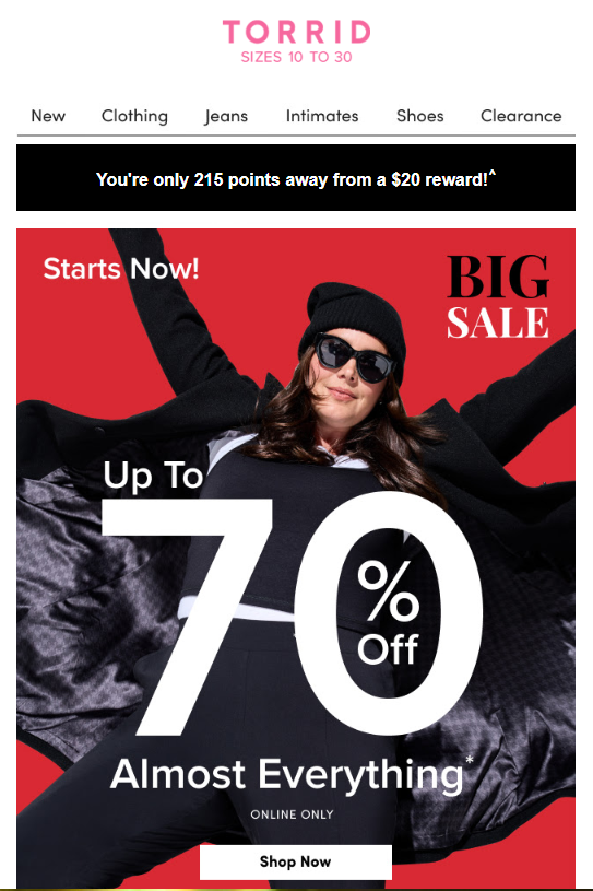 Torrid Big Sale Email Hero Black October