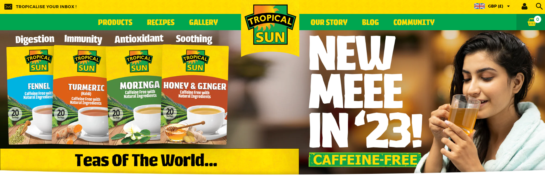 Tropical Sun Foods Hero best ecommerce websites