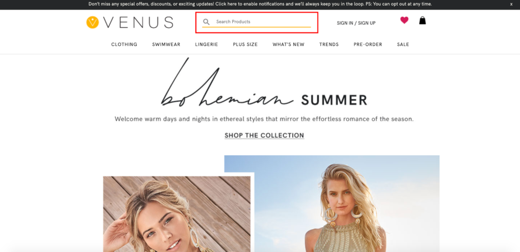 Venus Internal Search Headless Commerce