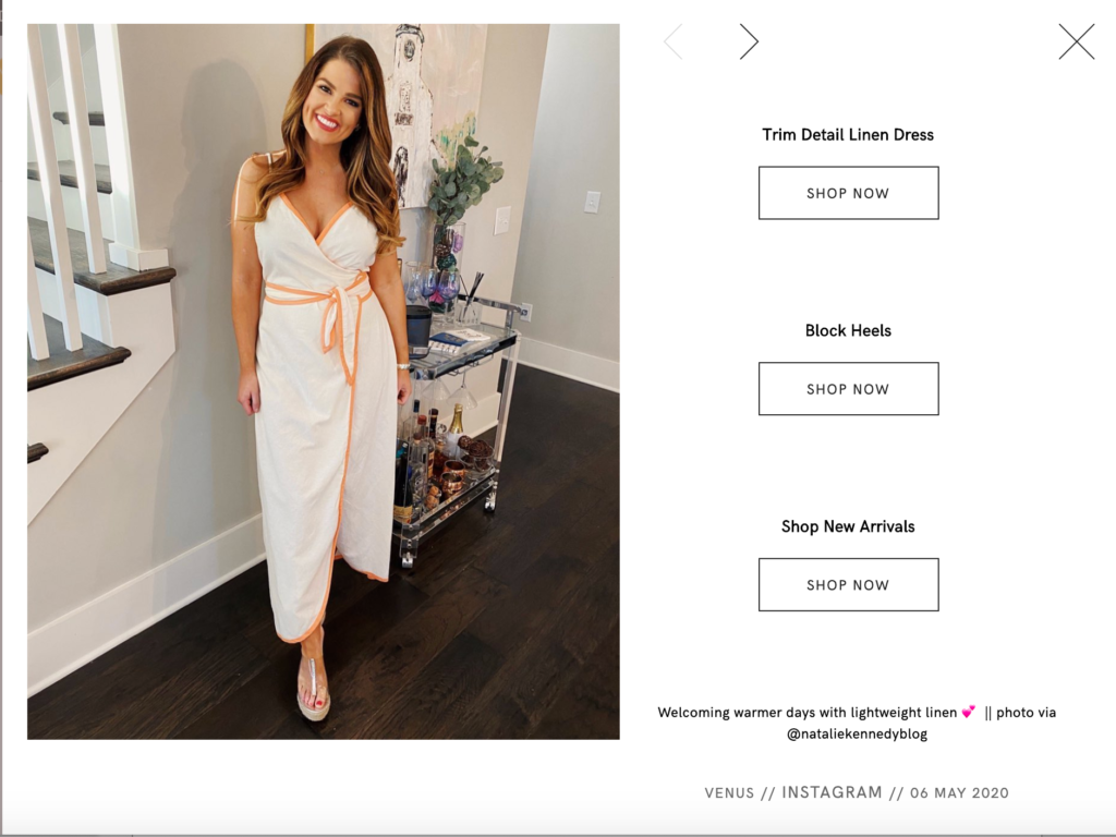 Venus Product Recommendation Instagram Headless Commerce