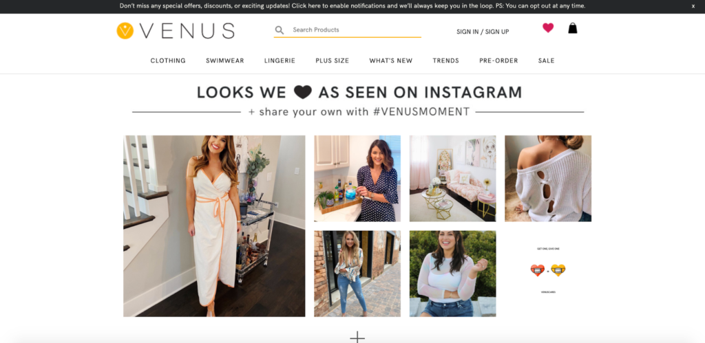 Venus Shop Instagram Headless Commerce