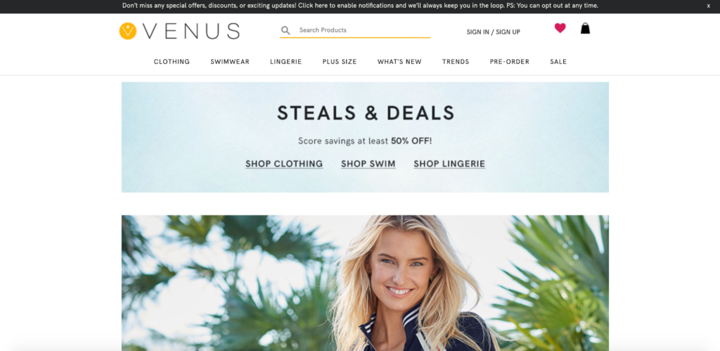 Venus Steals and Deals Headless Commerce