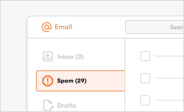 An illustration of a desktop email application where the Spam folder is filled up.