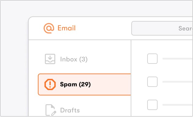An illustration of a desktop email application where the Spam folder is filled up.