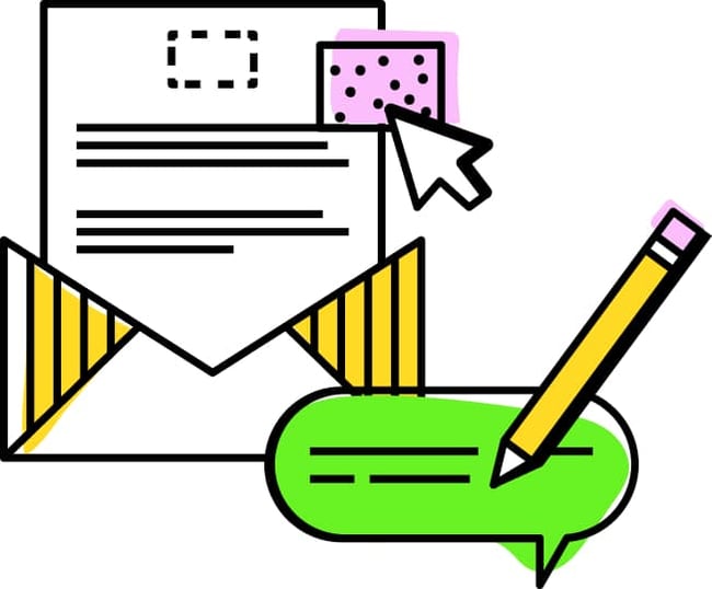 An illustration of an envelope and a speech bubble.