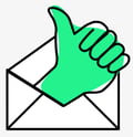 A green thumbs up coming out of an envelope.