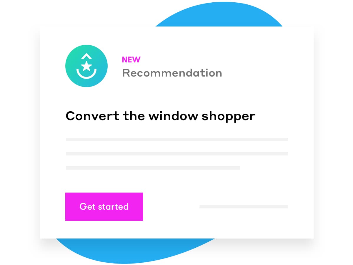 A recommendation card within Drip that advises how to convert the window shopper into a customer.