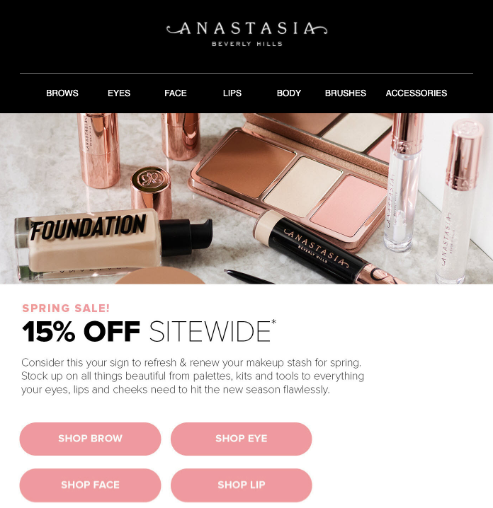 Anastasia Beverly Hills Email Example