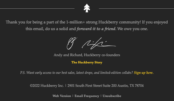 Huckberry Forward to a Friend Email Example