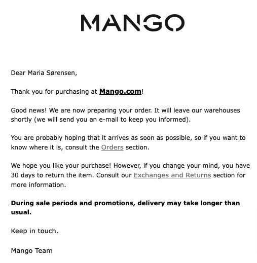 Mango Email Example