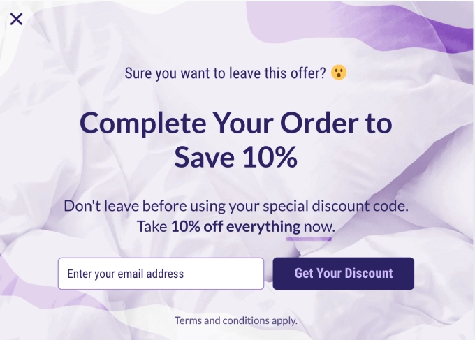 pop up discount example