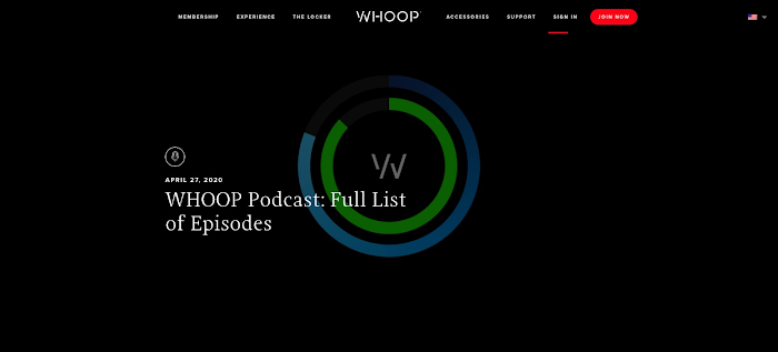 WHOOP Podcast Homepage
