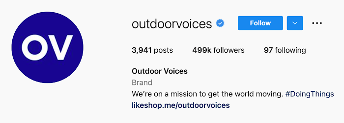 Outdoor Voices Instagram Profile